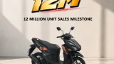 Honda Philippines 12 million unit sales milestone graphic featuring the Honda Click125 scooter